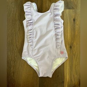 Girls light purple ruffle butts bathing suit